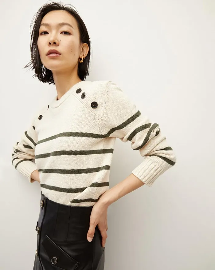 Sweaters Shop Veronica Beard Virke Striped Sweater Ecruloden