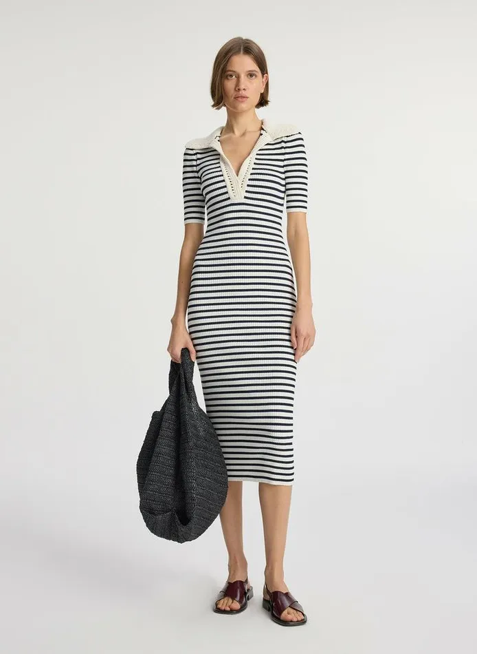 Sweaters Women ALC Darcy Crochet Trim Midi Dress Navybone Sweaters Women ALC Darcy Crochet Trim Midi Dress Navybone