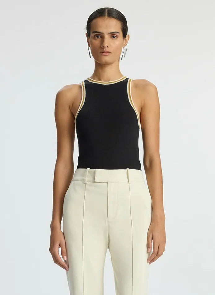 Sweaters Women ALC Nelly Contrast Trim Knit Tank Black