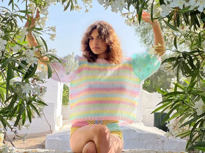 Sweaters Women Rose Carmine SWEATER BALLOON STRIPES STARS PASTELS