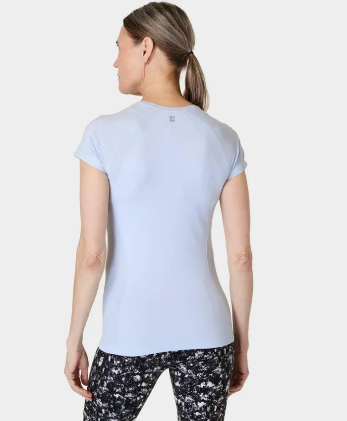 Sweaty Betty Athlete Seamless Workout Tee Salt Blue Clothing TShirts