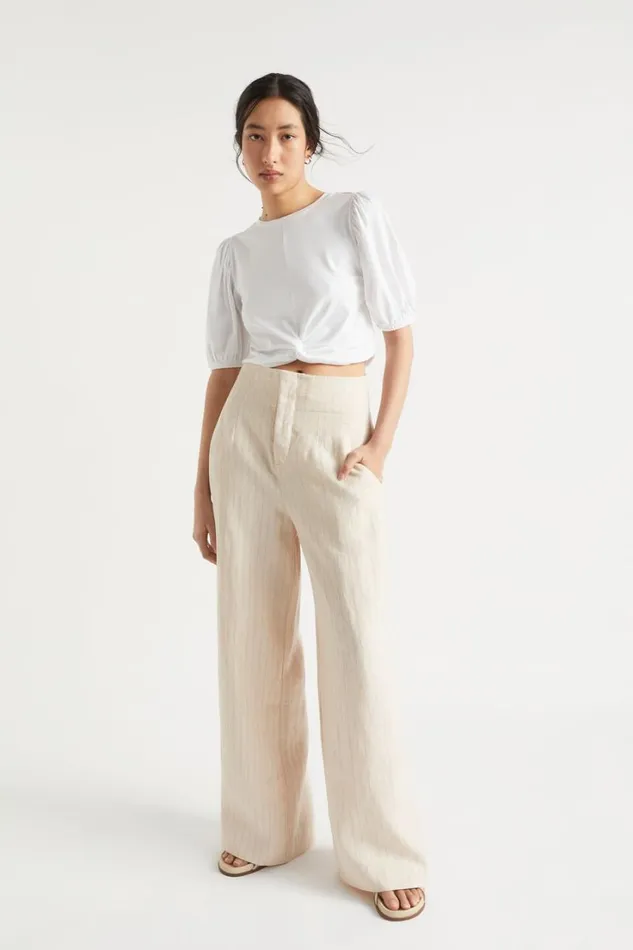 TShirts and Tops Woman Seed Heritage Twist Front Blouson Sleeve Top Whisper White