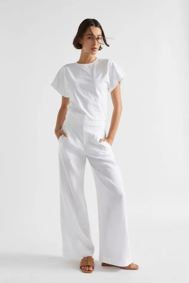 TShirts and Tops Woman Seed Heritage Waisted Jersey Tee Whisper White