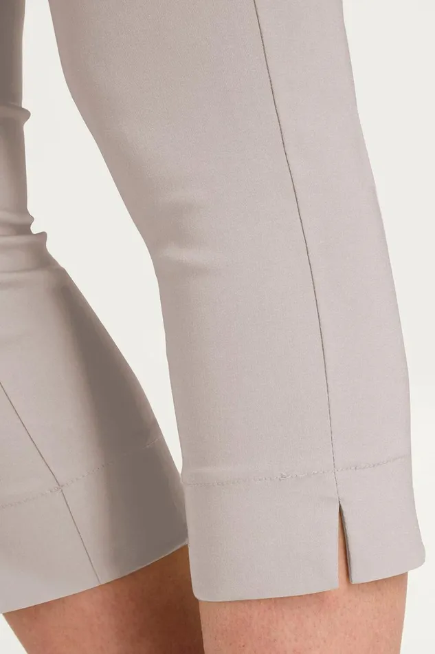 Taupe Elastic Waist Stretch Cropped Trousers Women Roman Coords