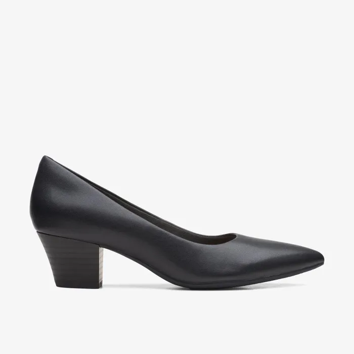 Teresa Step Black Leather Women Clarks Dress Shoes