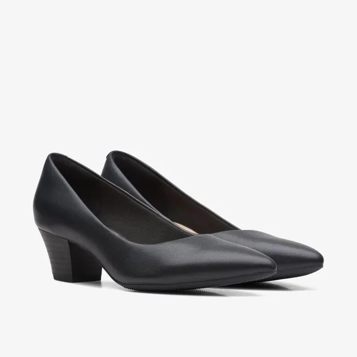 Teresa Step Black Leather Women Clarks Dress Shoes