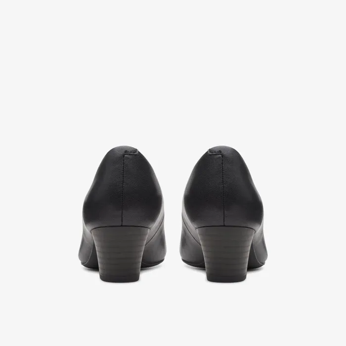 Teresa Step Black Leather Women Clarks Dress Shoes