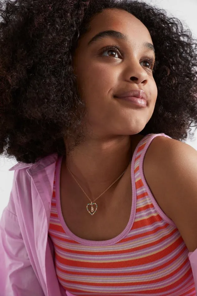 The AZ Of Initials Girl Seed Heritage Rainbow Heart Initial Necklace C