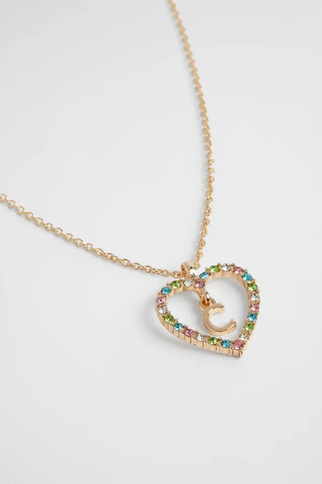 The AZ Of Initials Girl Seed Heritage Rainbow Heart Initial Necklace C