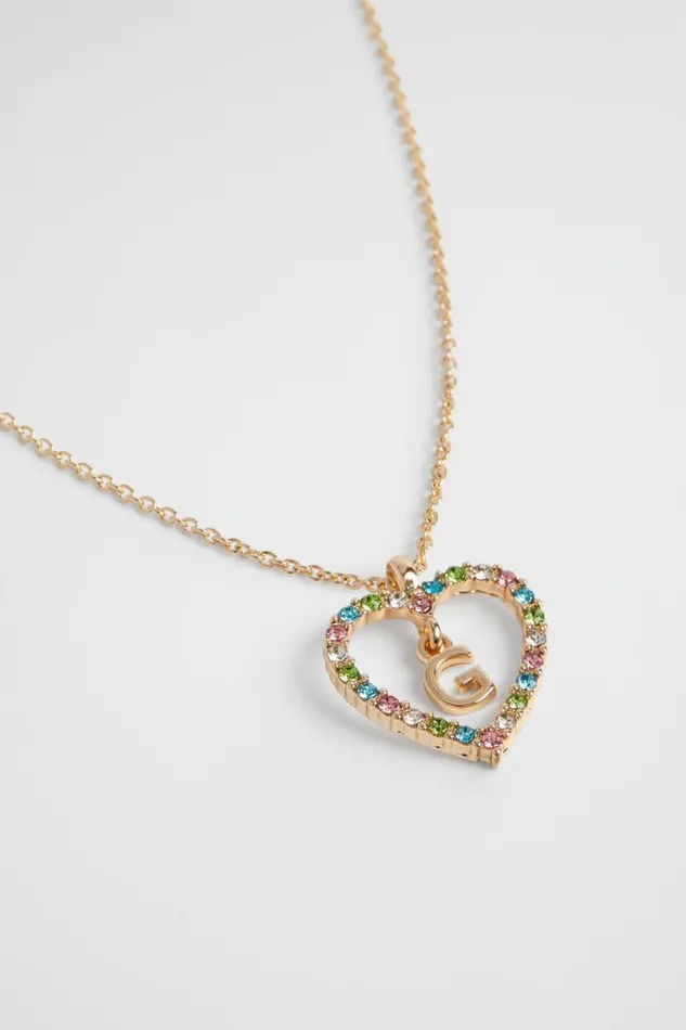 The AZ Of Initials Girl Seed Heritage Rainbow Heart Initial Necklace G