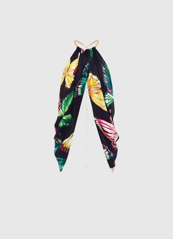 Tops and Shirts Women LEO LIN Alyssa Draped Halter Top 8211 Papillon Print In Black Tops and Shirts Women LEO LIN Alyssa Draped Halter Top 8211 Papillon Print In Black