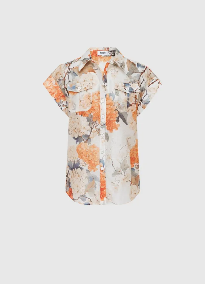 Tops and Shirts Women LEO LIN Catarina Blouse 8211 Hydrangea Print In Vanilla Tops and Shirts Women LEO LIN Catarina Blouse 8211 Hydrangea Print In Vanilla