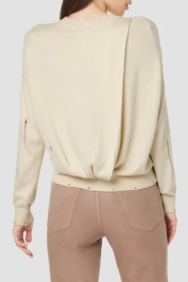 Tops and Sweaters Women Hudson Jeans Long Sleeve Twist Back Sweater Cream Tops and Sweaters Women Hudson Jeans Long Sleeve Twist Back Sweater Cream