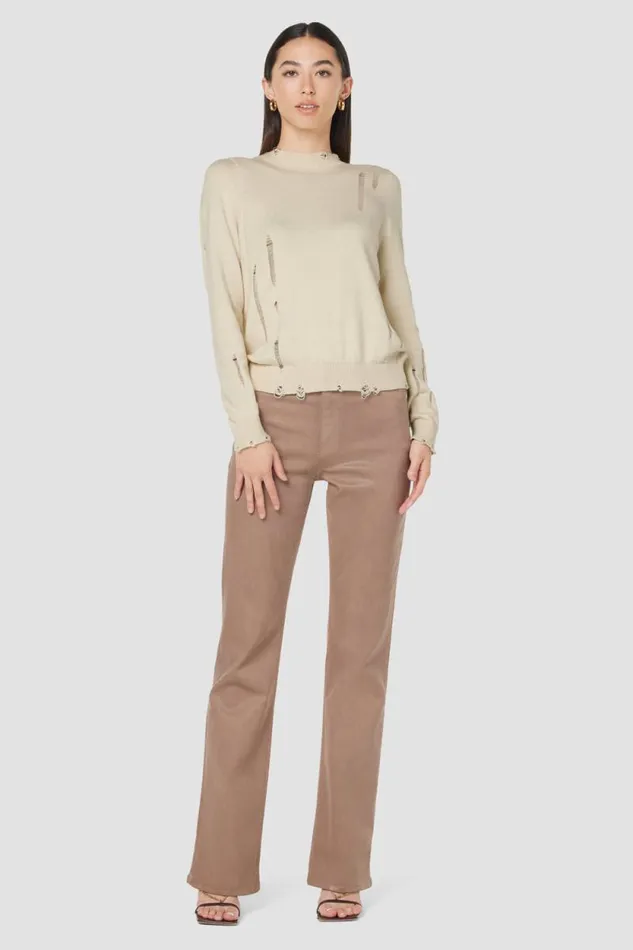 Tops and Sweaters Women Hudson Jeans Long Sleeve Twist Back Sweater Cream Tops and Sweaters Women Hudson Jeans Long Sleeve Twist Back Sweater Cream