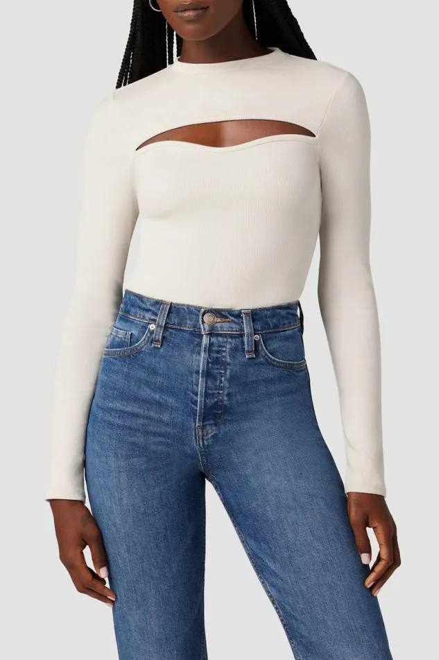 Tops and Sweaters Women Hudson Jeans Sweetheart Cut Out Bodysuit Moonbeam