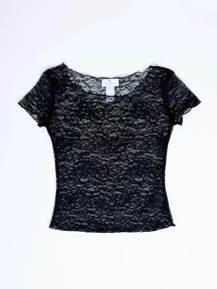 Tops Shop Lisa Says Gah Lace Fresa Tee