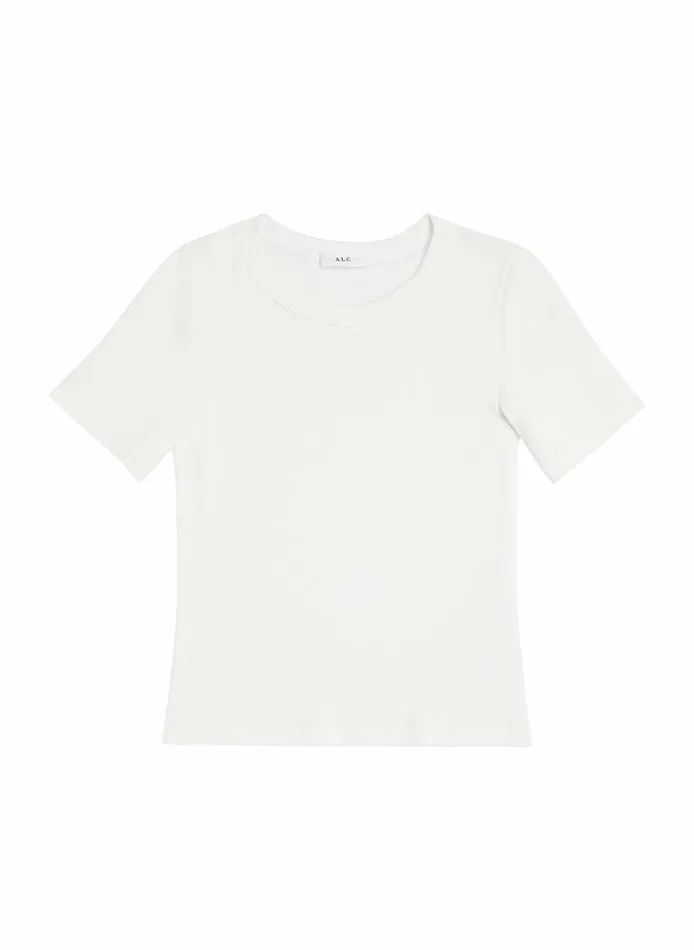 Tops Women ALC Paloma Cotton Rib Baby Tee White Tops Women ALC Paloma Cotton Rib Baby Tee White