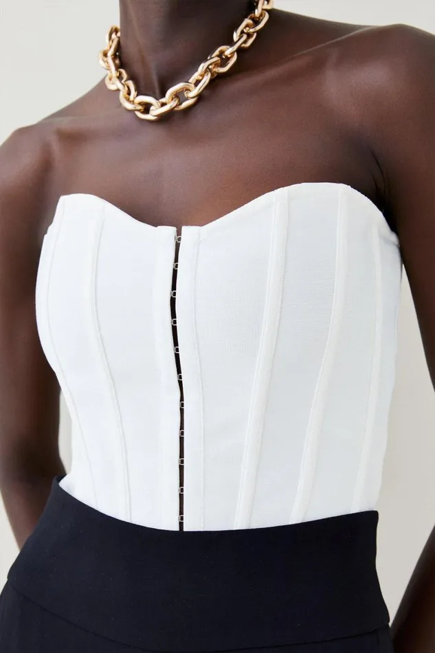 Tops Women Karen Millen Bandage Corset Knit Top Cream