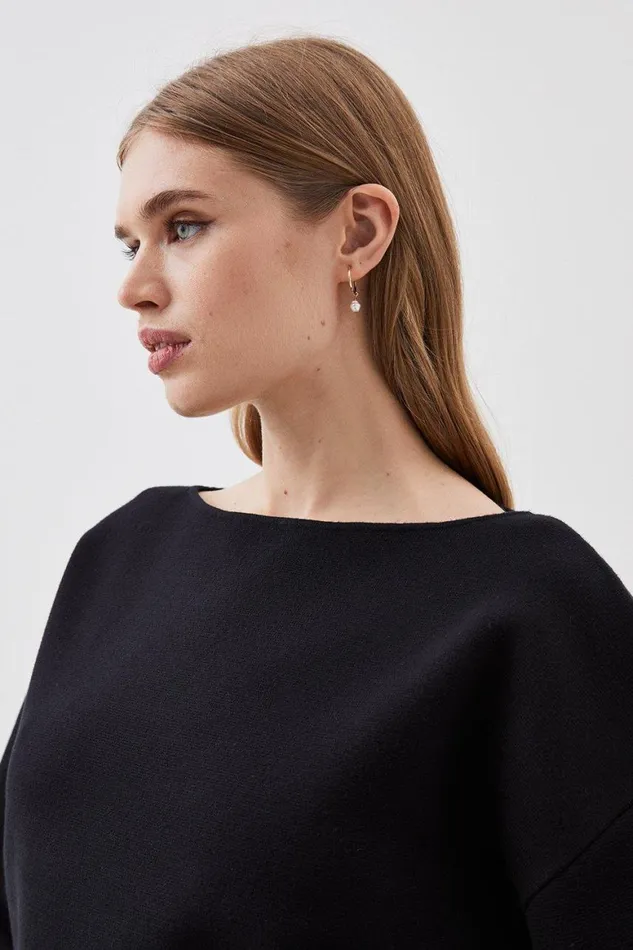 Tops Women Karen Millen Lydia Millen Viscose Blend Milano Knit Top Coord Black