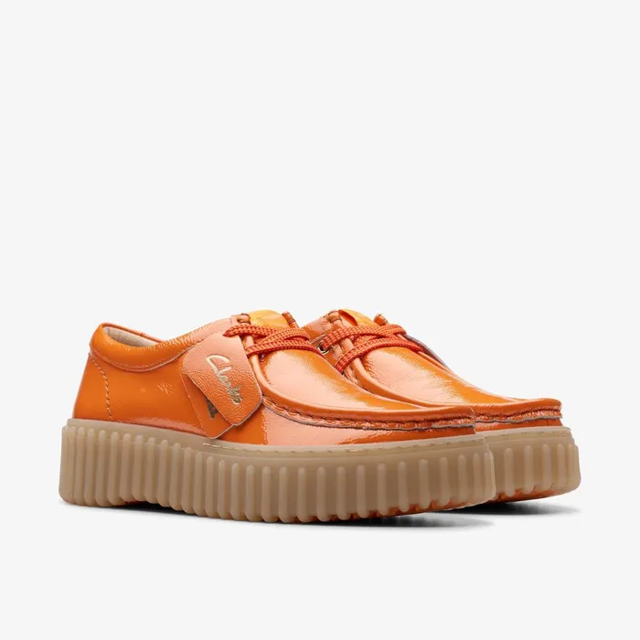 Torhill Bee Orange Patent Women Clarks Platforms