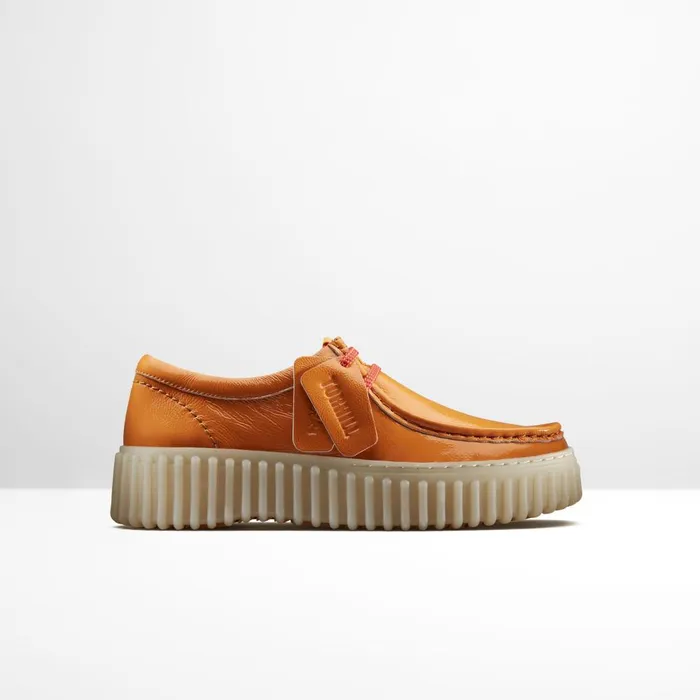 Torhill Bee Orange Patent Women Clarks Platforms