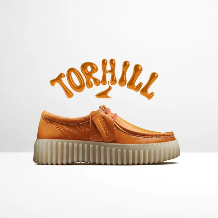 Torhill Bee Orange Patent Women Clarks Platforms