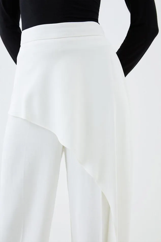 Trousers Women Karen Millen Compact Stretch Viscose Drape Wide Leg Trousers Ivory