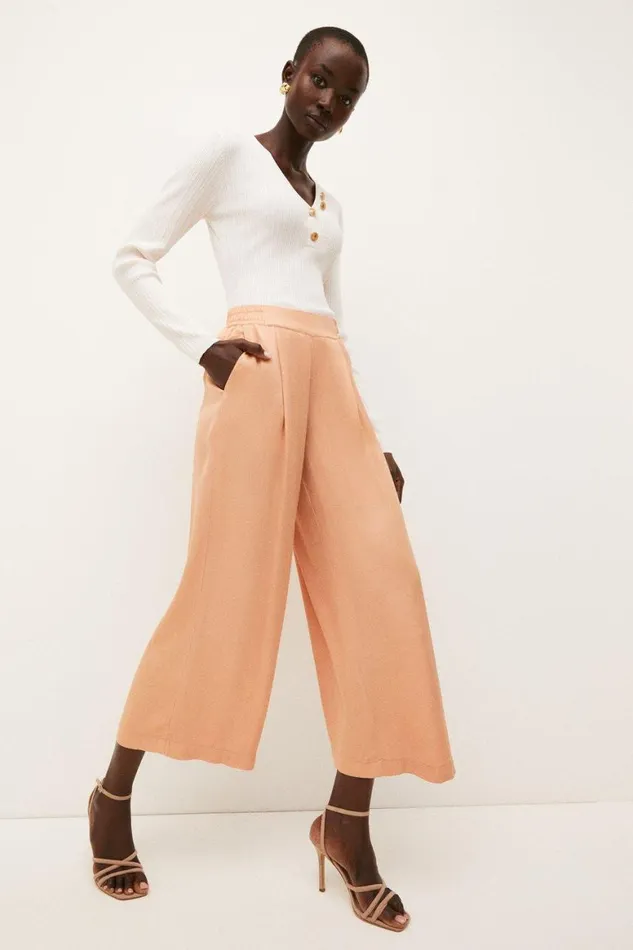 Trousers Women Karen Millen Viscose Satin Utility Woven Trouser Neutral