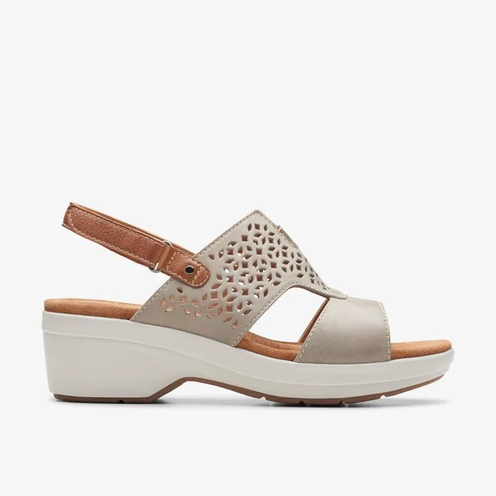 Tuleah Sun Stone Leather Women Clarks Sandals and Flip Flops