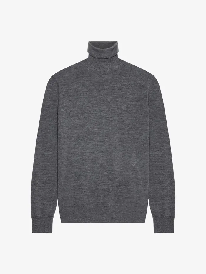 Turtleneck Sweater In Wool And Cashmere Medium Grey Men Givenchy Sweaters