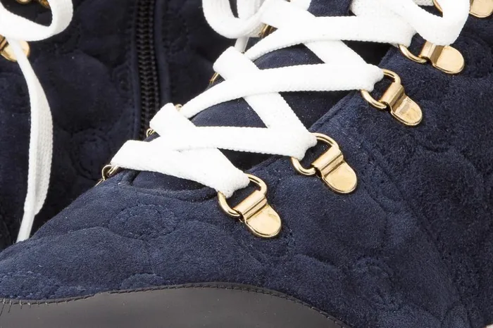 Vinci Leather Boots and Booties The Cambridge Navy Blue Suede Quilted Leather Ankle Boot 8211 Women