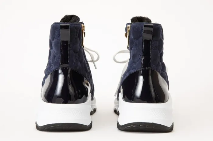 Vinci Leather Boots and Booties The Cambridge Navy Blue Suede Quilted Leather Ankle Boot 8211 Women