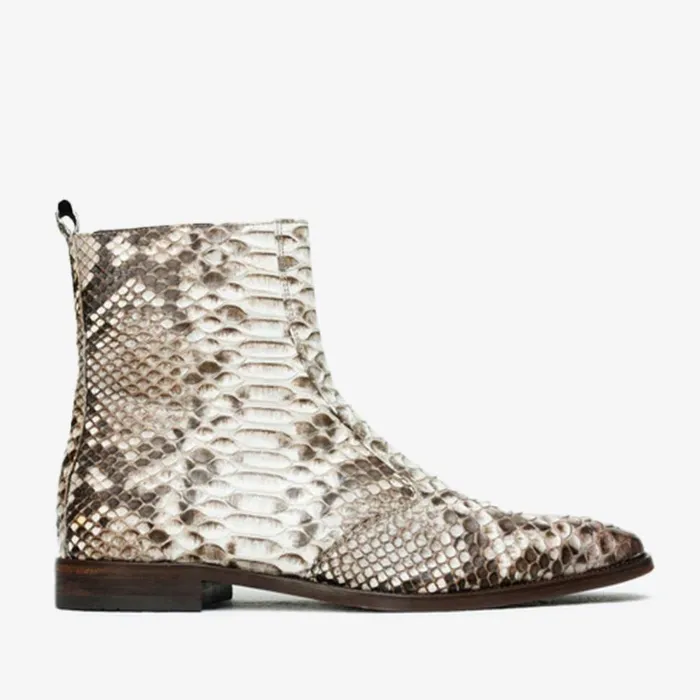 Vinci Leather Boots The Boss Natural Pythn Snk ZipUp Leather Boot Limited Edition 8211 Men Vinci Leather Boots The Boss Natural Pythn Snk ZipUp Leather Boot Limited Edition 8211 Men