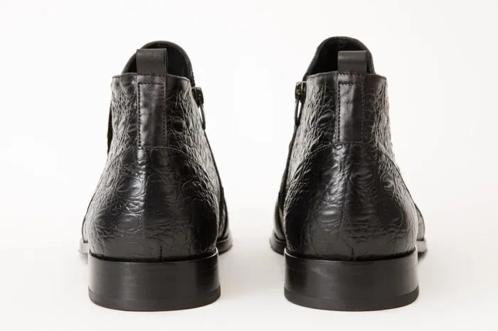 Vinci Leather Boots The Randor Black Leather SideZip Dress Ankle Boot 8211 Men