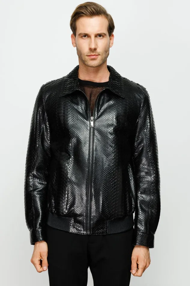 Vinci Leather Leather Jackets The Claribel Pythn Black Skin Leather Jacket 8211 Men Vinci Leather Leather Jackets The Claribel Pythn Black Skin Leather Jacket 8211 Men