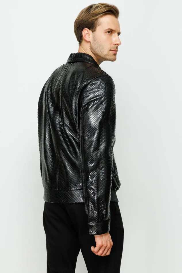 Vinci Leather Leather Jackets The Claribel Pythn Black Skin Leather Jacket 8211 Men