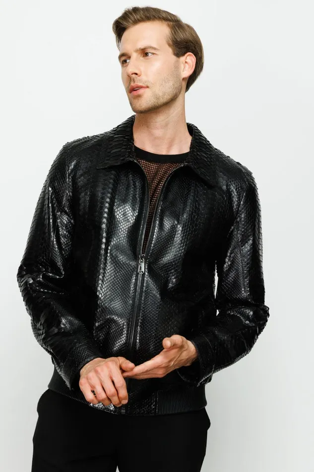 Vinci Leather Leather Jackets The Claribel Pythn Black Skin Leather Jacket 8211 Men