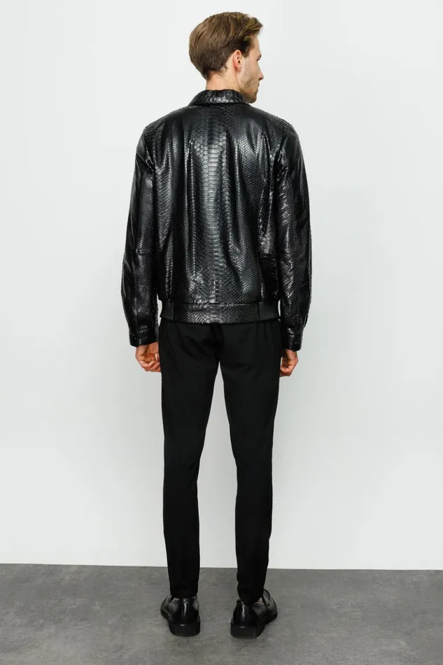 Vinci Leather Leather Jackets The Claribel Pythn Black Skin Leather Jacket 8211 Men