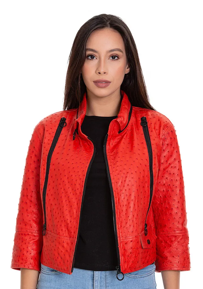 Vinci Leather Leather Jackets The Comly Pomegranate Flower Ostrich Leather Jacket 8211 Women Vinci Leather Leather Jackets The Comly Pomegranate Flower Ostrich Leather Jacket 8211 Women