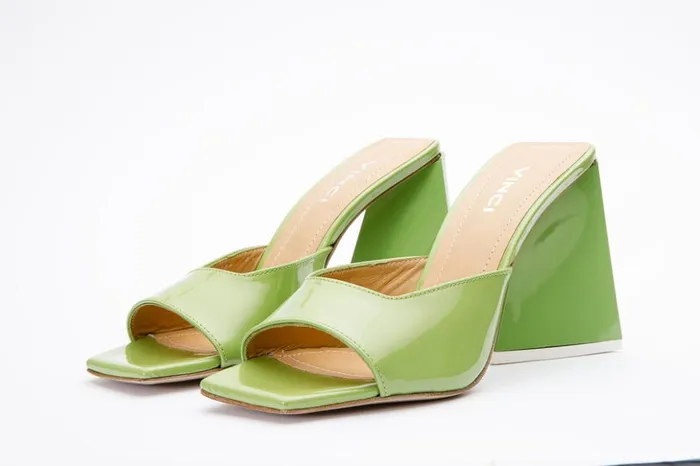 Vinci Leather Sandals The Butterfly Block Heel Green Patent Leather Sandal 8211 Women