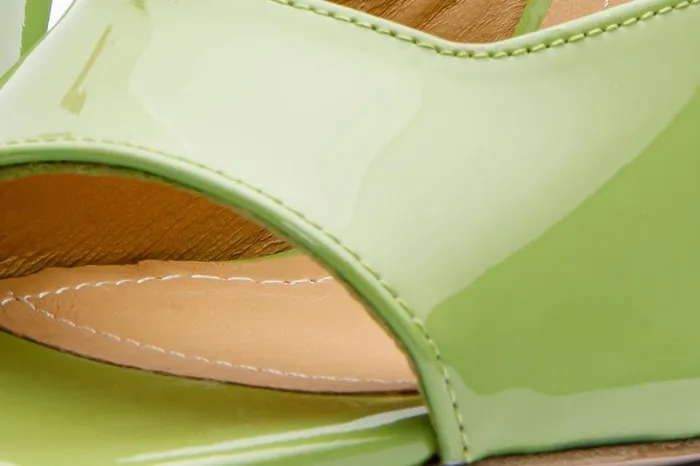 Vinci Leather Sandals The Butterfly Block Heel Green Patent Leather Sandal 8211 Women