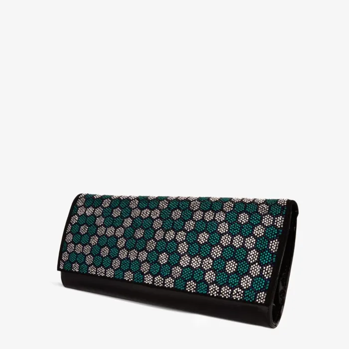 Vinci Leather Women Bags The Doha Black Leather Glitter Clutch 8211 Women