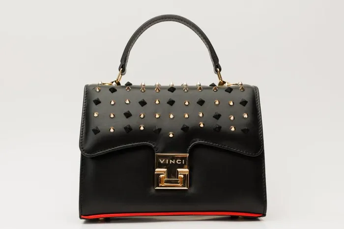 Vinci Leather Women Bags The Infanta Black Spike Leather Handbag 8211 Women
