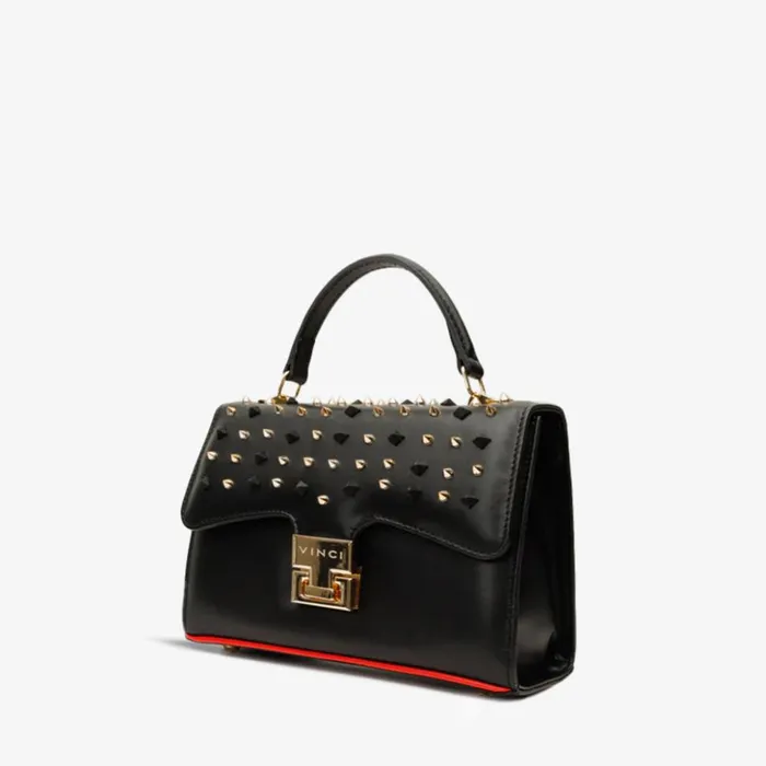 Vinci Leather Women Bags The Infanta Black Spike Leather Handbag 8211 Women