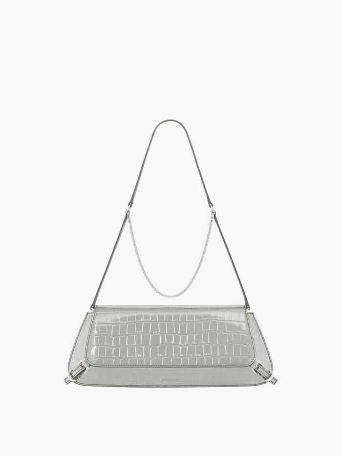 Voyou Clutch Bag In Crocodile Effect Leather Light Silvery Women Givenchy Shoulder Bags Voyou Clutch Bag In Crocodile Effect Leather Light Silvery Women Givenchy Shoulder Bags
