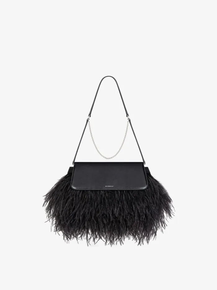 Voyou Clutch Bag In Leather And Feathers Black Women Givenchy Shoulder Bags