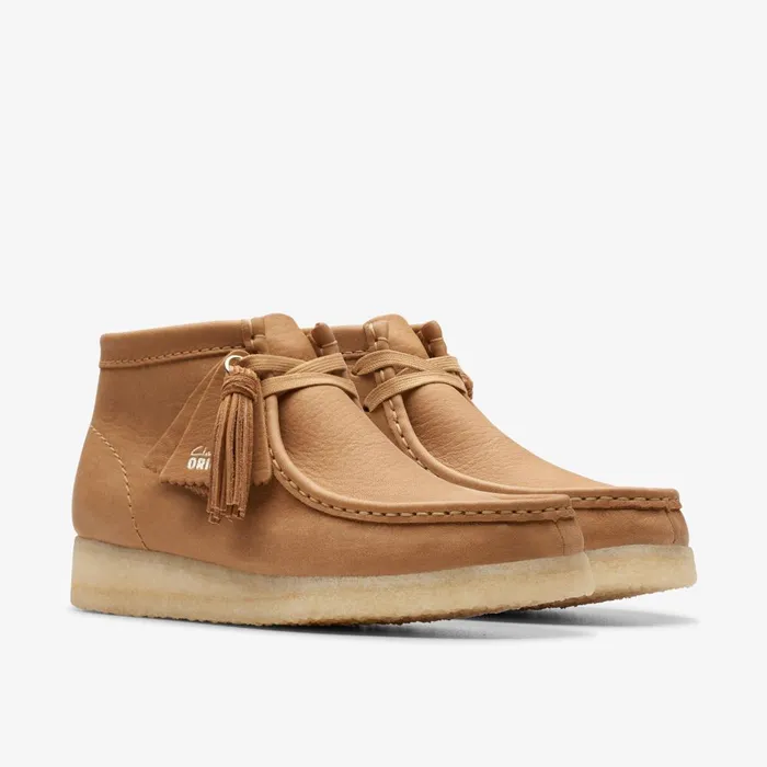 Wallabee Boot Mid Tan Leather Women Clarks Boots and Booties