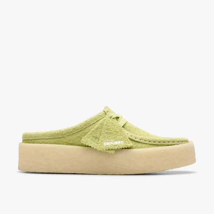 Wallabee Cup Lo Lime Hairy Suede Women Clarks Clogs and Mules