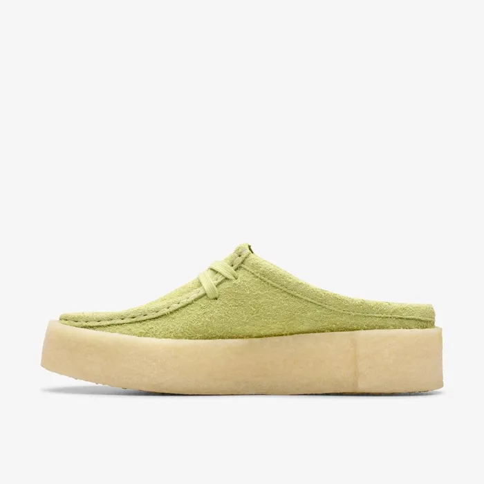 Wallabee Cup Lo Lime Hairy Suede Women Clarks Clogs and Mules