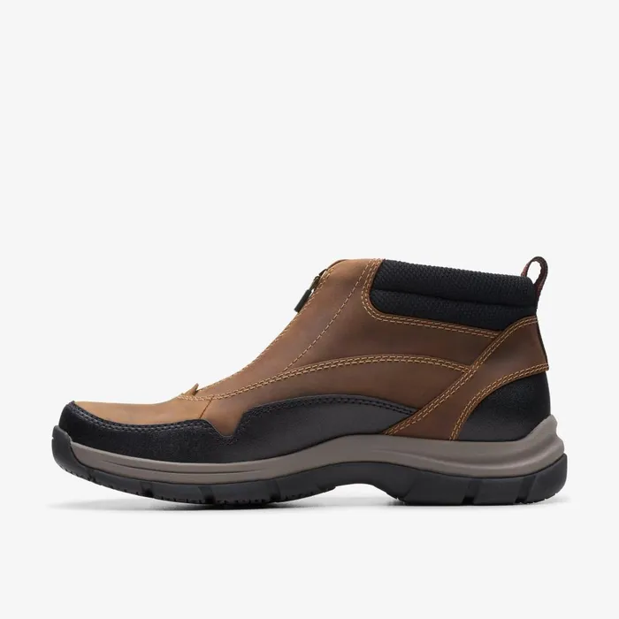 Walpath Zip Dark Tan Leather Men Clarks Boots